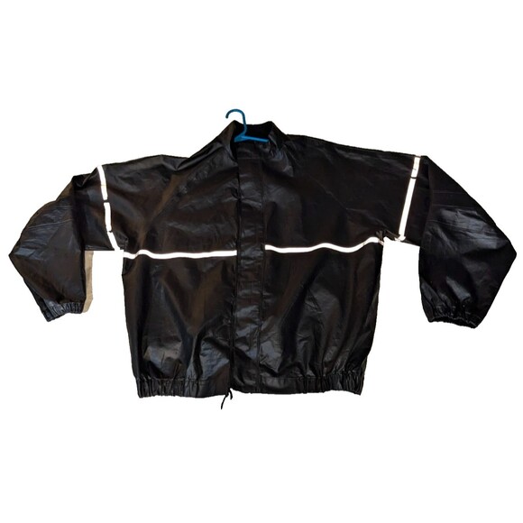 Harley Davidson Rain Gear 2 piece Large black reflective jacket pants PVC L - Picture 3 of 7